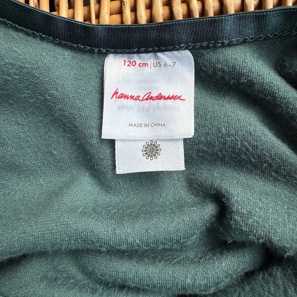 HANNA ANDERSSON Super Soft Skater Dress Girls 6-7 120 Juniper Green Velour Xmas - Picture 6 of 9